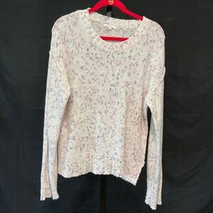 Z Supply Sweater Large Cream Pink Grey Confetti Speckled Crew Neck ZW231174S